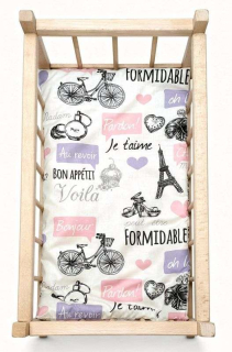 SDS Matrace do postýlky pro panenky Paříž růžová, Bavlna, výplň: Polyester, 50x28 cm
