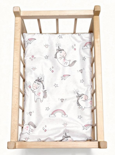 SDS Matrace do postýlky pro panenky Jednorožec bílá, Bavlna, výplň: Polyester, 50x28 cm