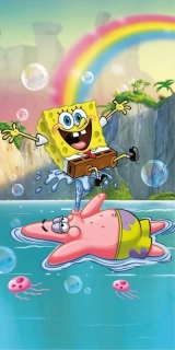 JERRY FABRICS Osuška Sponge Bob Tropical Duo Bavlna - Froté, 70/140 cm