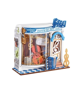 RoboTime 3D dřevěná skládačka Miniatura domečku mini Obchod s hudebními nástroji