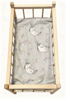 SDS Matrace do postýlky pro panenky Jednorožec šedá,  Bavlna, výplň: Polyester, 50x28 cm