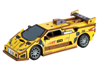 2Kids Toys 3D dřevěná skládačka Sportovní auto žluté