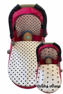 SDS Peřinky do kočárku pro panenky Puntíky bílá_Hvězdičky bílá Bavlna, výplň: Polyester, 1x 27x40 cm / 25x20 cm