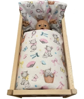 SDS Peřinky do postýlky pro panenky Veselé kočičky Bavlna, výplň: Polyester, 1x 38x44 cm / 28x20 cm