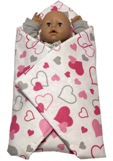 SDS Rychlozavinovačka pro panenky Srdíčka šedorůžová Bavlna, výplň: Polyester, 1x 60x60 cm