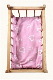 SDS Matrace do postýlky pro panenky Srdíčka velká růžová,  Bavlna, výplň: Polyester, 50x28 cm