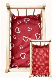 SDS Matrace do postýlky pro panenky Srdíčka velká červená_Srdíčka malá červená,  Bavlna, výplň: Polyester, 50x28 cm