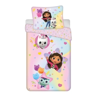 JERRY FABRICS Povlečení Gábinin kouzelný domek Rainbow Bavlna, 140/200, 70/90 cm