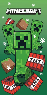 JERRY FABRICS Osuška Micro Minecraft TNT Creepers Polyester, 70/140 cm