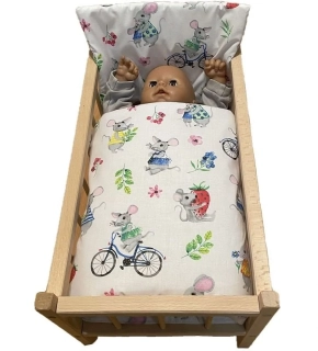 SDS Peřinky do postýlky pro panenky Veselé myšky Bavlna, výplň: Polyester, 1x 38x44 cm / 28x20 cm