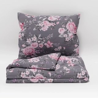 Kvalitex Bavlněné povlečení PROVENCE COLLECTION BEATRICE šedá, 1+1, 140x200, 70x90cm